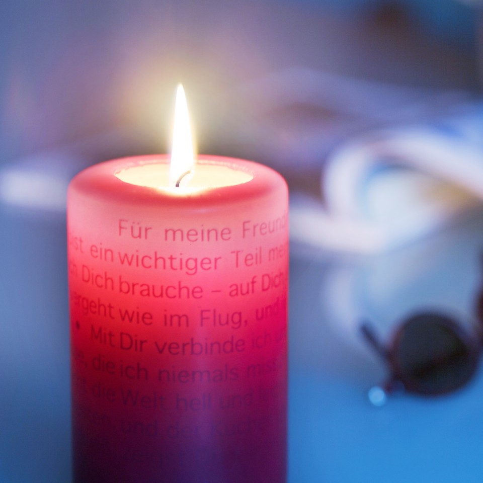 WortlichtKerze Leuchtende Gedanken für meine Freundin